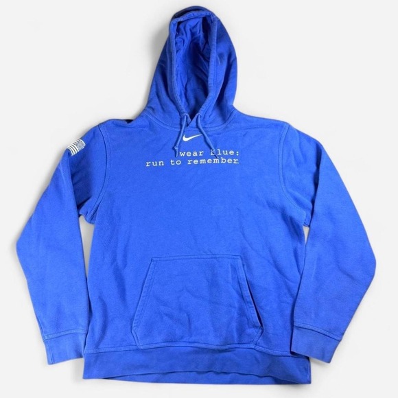 Nike Other - Retro Nike Blue Center Swoosh "Run to remember" Hoodie Size Large